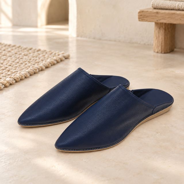 Babouches marocaines bleu marine