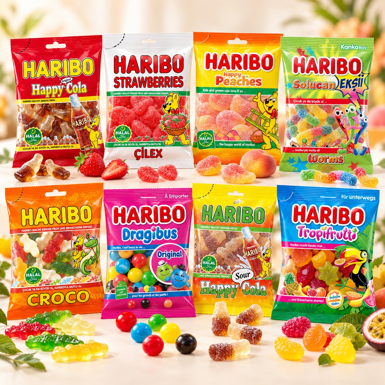 Bonbons Haribo Halal, assortiment