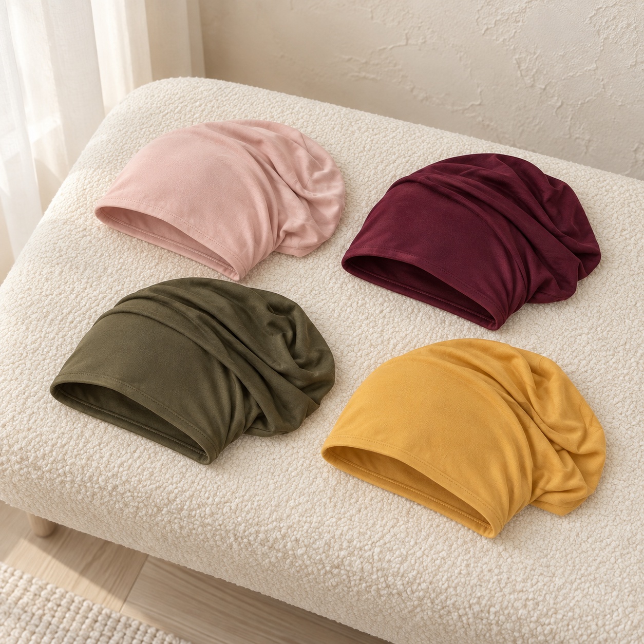 Bonnets hijab souples en quatre couleurs