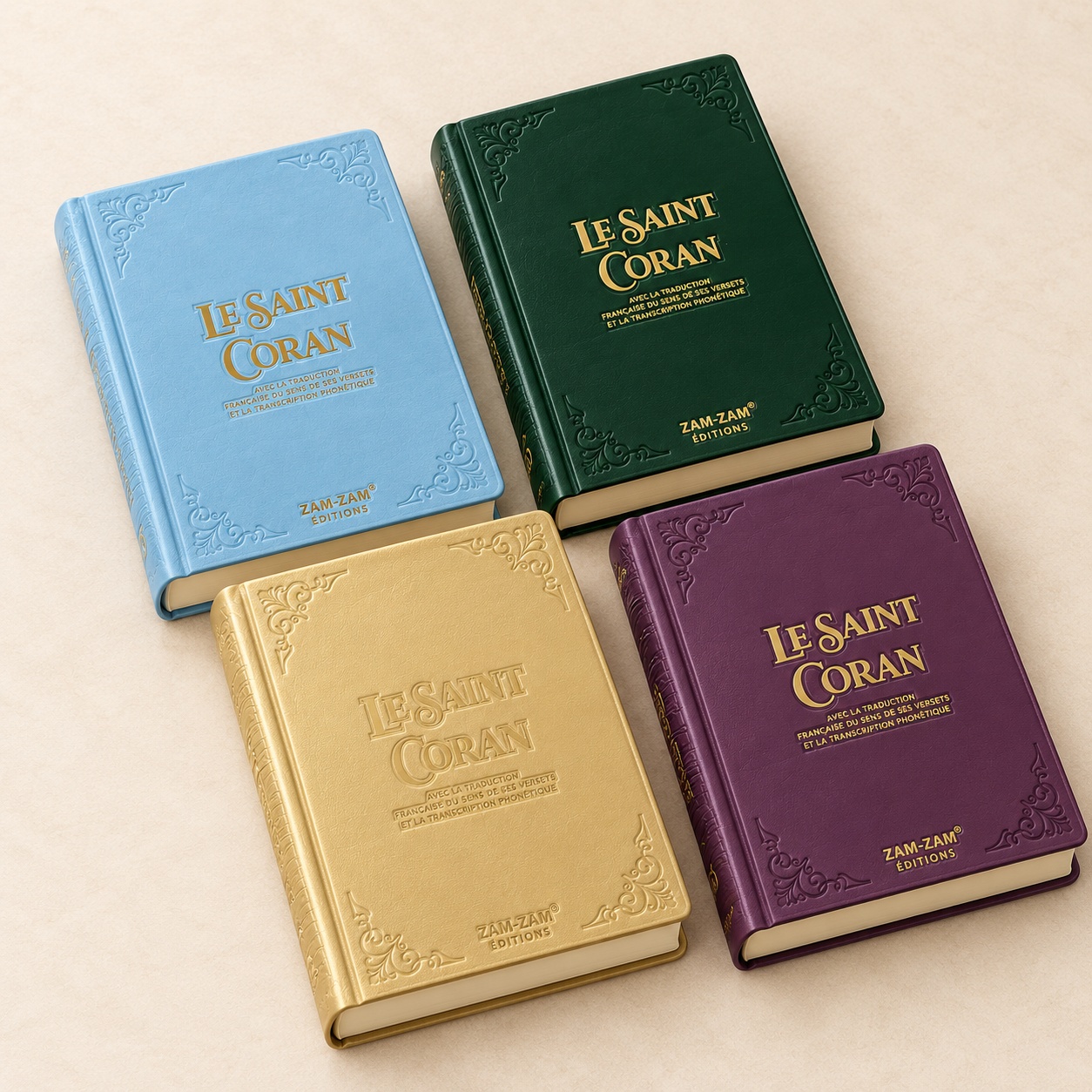 Le Saint Coran, Zam-Zam Éditions, arabe/français/phonétique, plusieurs coloris