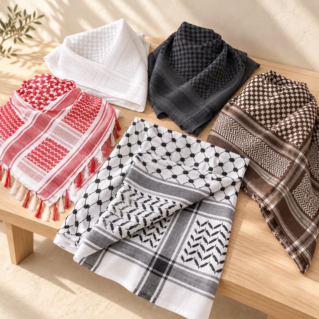 Cinq foulards palestiniens en éventail