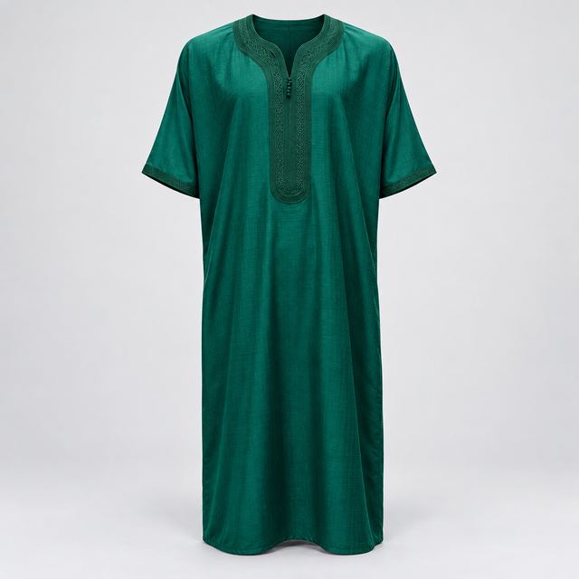 Gandoura Vert Émeraude Brodée