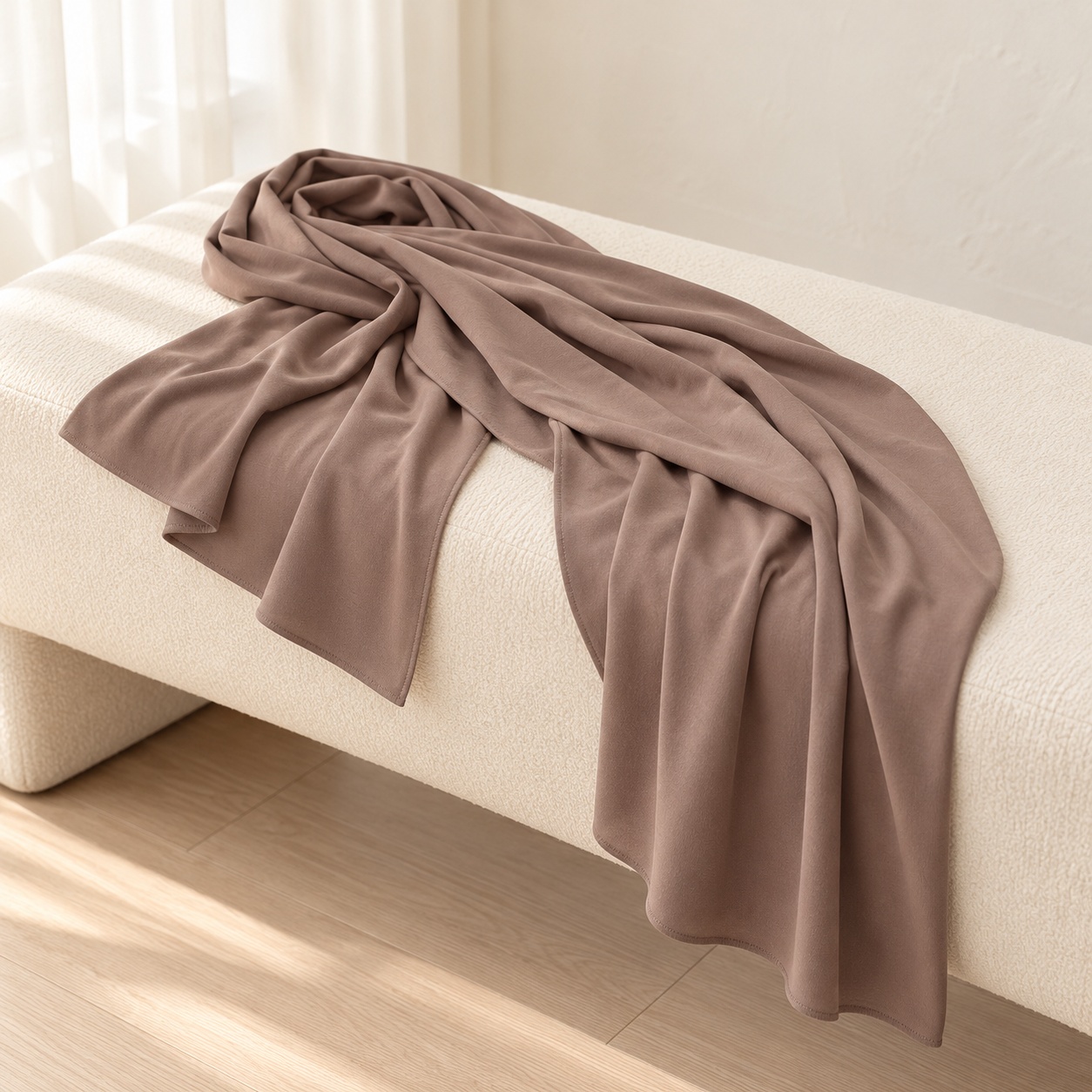 Hijab jersey taupe en drap fluide