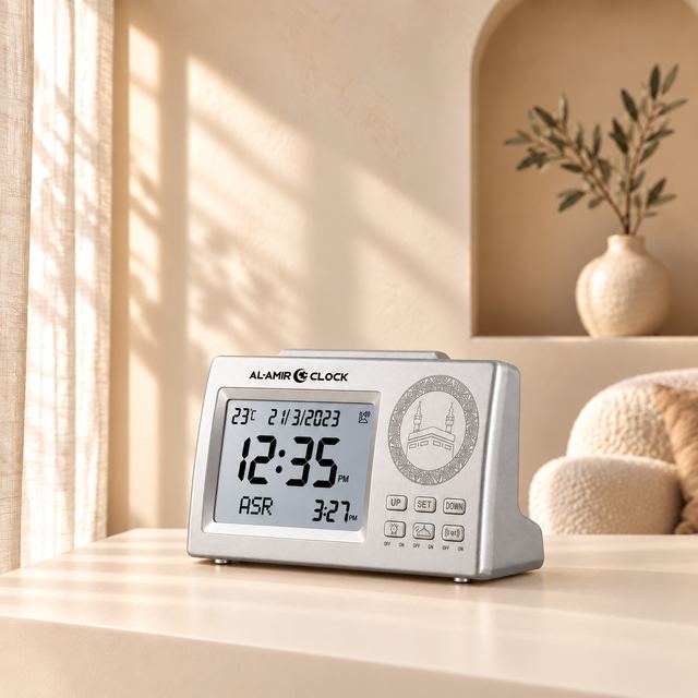 Horloge de bureau Al-Amir Clock, modèle argenté