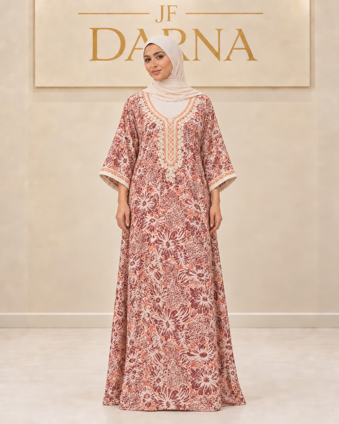 Kaftan floral terracotta, JF Darna