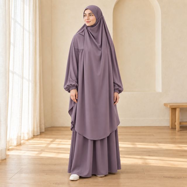 Ensemble mauve fluide au drapé élégant