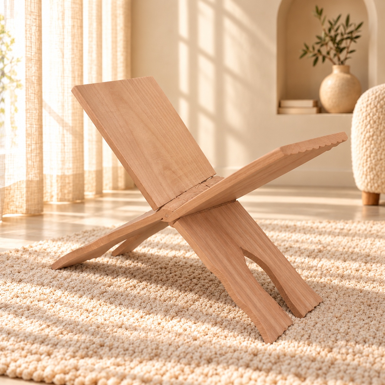 Porte Coran, pupitre pliant en bois naturel