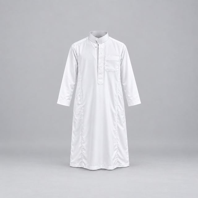 Qamis Enfant Blanc, broderie rinceaux