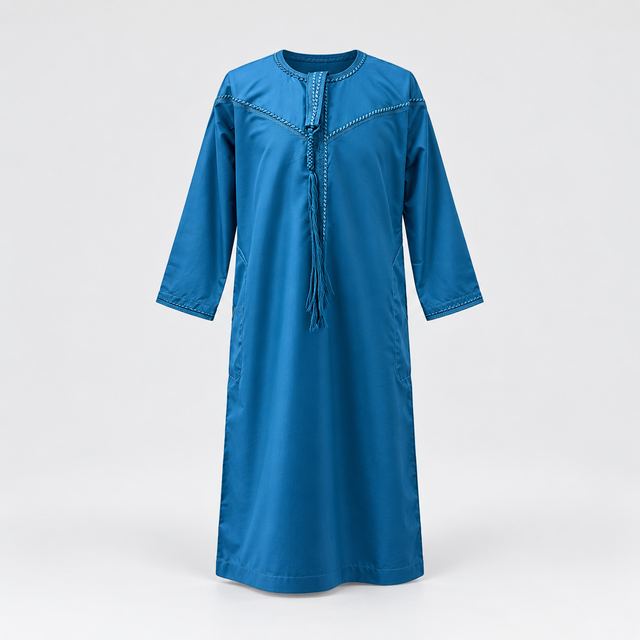 Qamis Enfant Bleu Pétrole, brodé