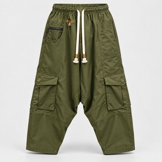 Sarouel Cargo Olive, poche zippée