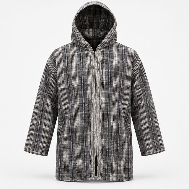 Tunique à capuche, plaid gris